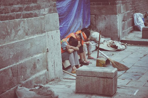 china sleeping workers