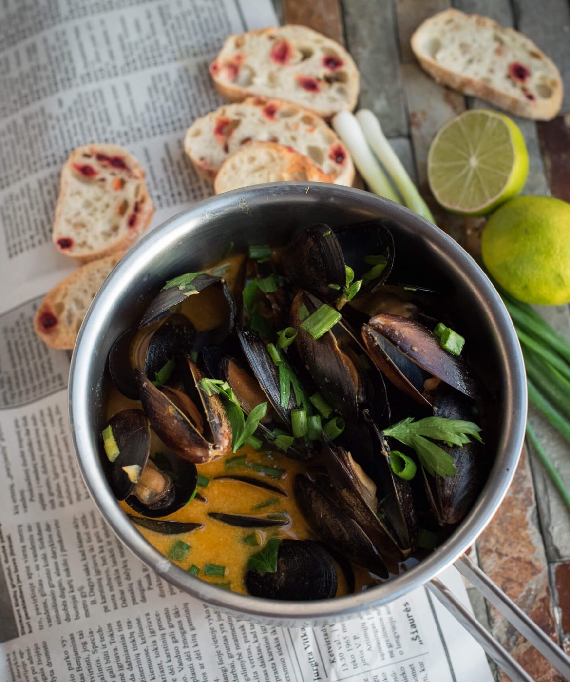 mussels tom yam recipe midijos su kokosų pienu receptas troškintos